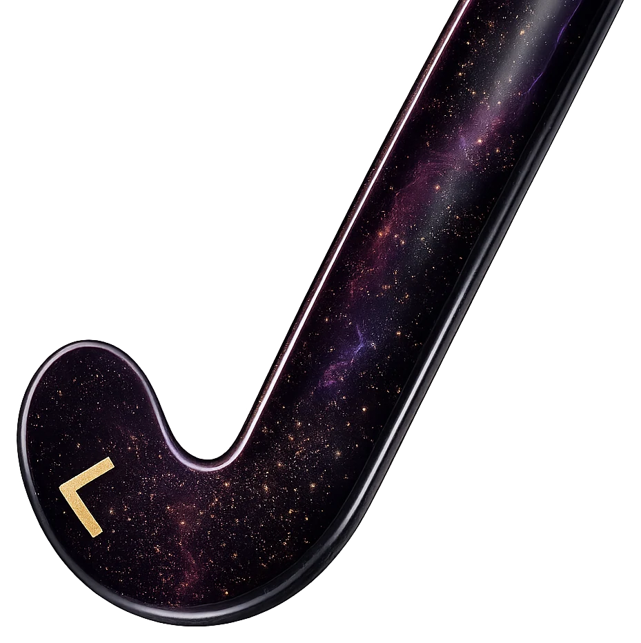 The Cosmic 01 head: galaxy finish with a single gold chevron
